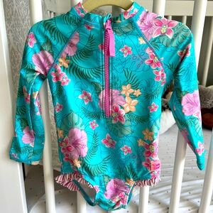 Rufflebutts Floral Rash Guard Swimsuit Size 2T